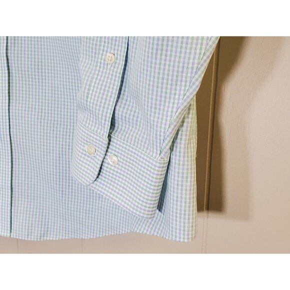 Brooks Brothers Regent Men's 16 4/5 Blue Green Long Sleeve Button Down Shirt - Picture 6 of 8